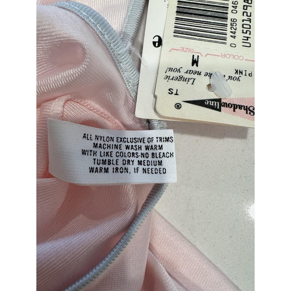 VTG Pink Nightgown Nightie Sz M USA Shadowline Nylon Cap Sleeve Embroidered - Picture 10 of 11